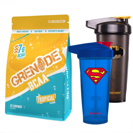 GRENADE BCAA 390G (30 SERVINGS) + PERFORMA HERO SERIES DC Shaker 800ml Batman or Superman- Limited Edition