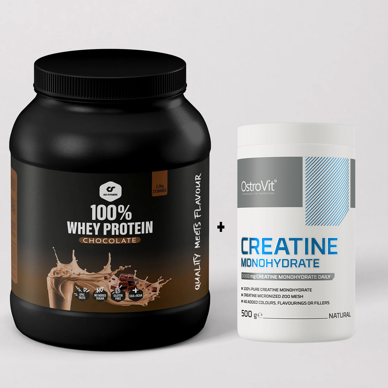 GOFITNESS NUTRITION - 100% Whey Protein -2200G + OstroVit Creatine Monohydrate 500g