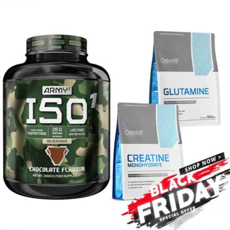 ARMY 1 ISO ZERO 2000G - 66 SERVINGS + OstroVit Creatine Monohydrate 300 g + OstroVit Glutamine 500 g Natural