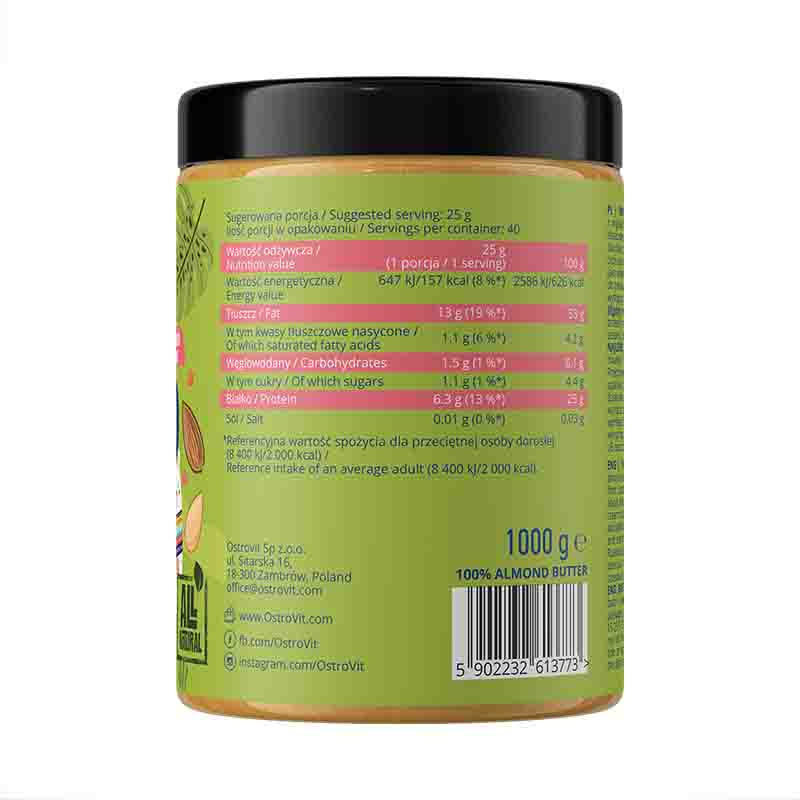 OstroVit 100% Almond Butter 1000 g - Crunch - Image 2