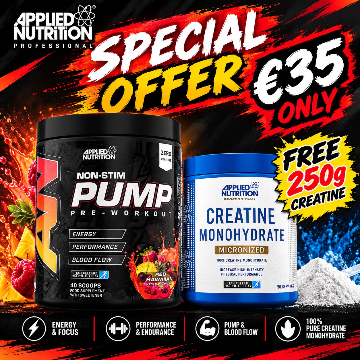 APPLIED NUTRITION - ABE PUMP - ZERO STIM PRE-WORKOUT 500G (40 servings)