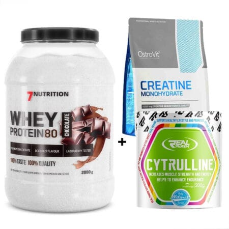 7Nutrition Whey Protein 80 2KG + Real Pharm Citrulline 200g + OstroVit Creatine Monohydrate 500 g