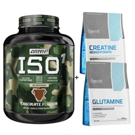 ARMY 1 ISO ZERO 2000G - 66 SERVINGS + OstroVit Creatine Monohydrate 300 g + OstroVit Glutamine 500 g Natural