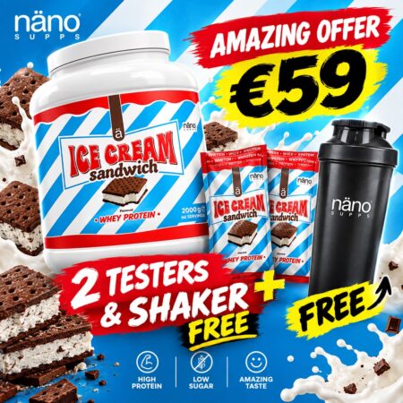 Nano Supps Whey Protein 2kg + 2 X Testers + 1 Nano Shaker FREE