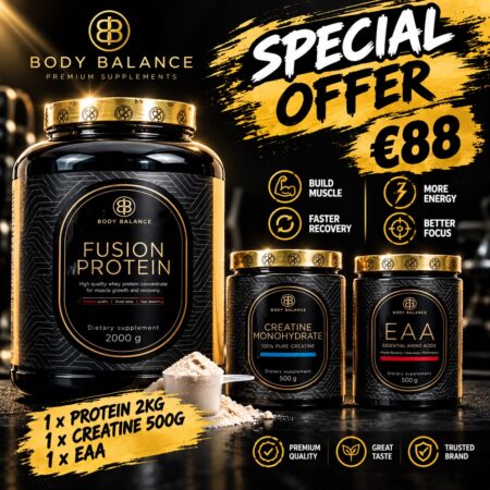 BODY BALANCE Fusion Whey Protein 2kg + Creatine Monohydrate 500gr + EAA 500gr - 42servings