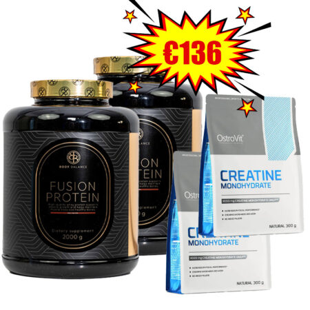 2 X BODY BALANCE Fusion Whey Protein 2kg + 2 X OstroVit Creatine Monohydrate 300 g