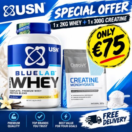 USN - BLUE LAB 100% WHEY PROTEIN 2kg + OstroVit Creatine Monohydrate 300 g FREE