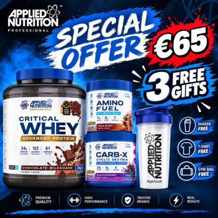 Applied Nutrition Critical Whey Protein 2KG & Get FREE Carb X 125gr + Amino Fuel 91gr + Shaker 600ml